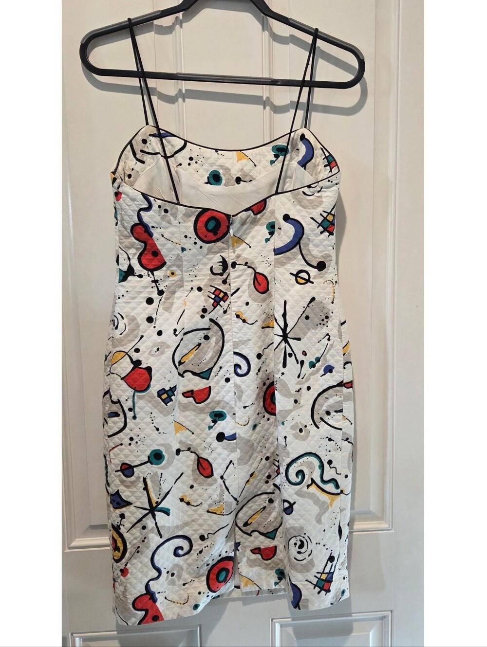 Mary Ann Restivo Vintage 80s 90s Abstract Art Spaghetti Strap Dress Women's 6 - Picture 2 of 8